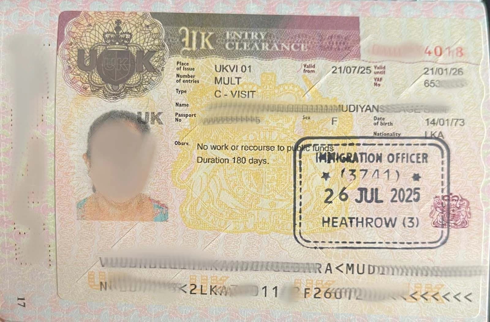 Approved visitor visitor visa clearance proof 6